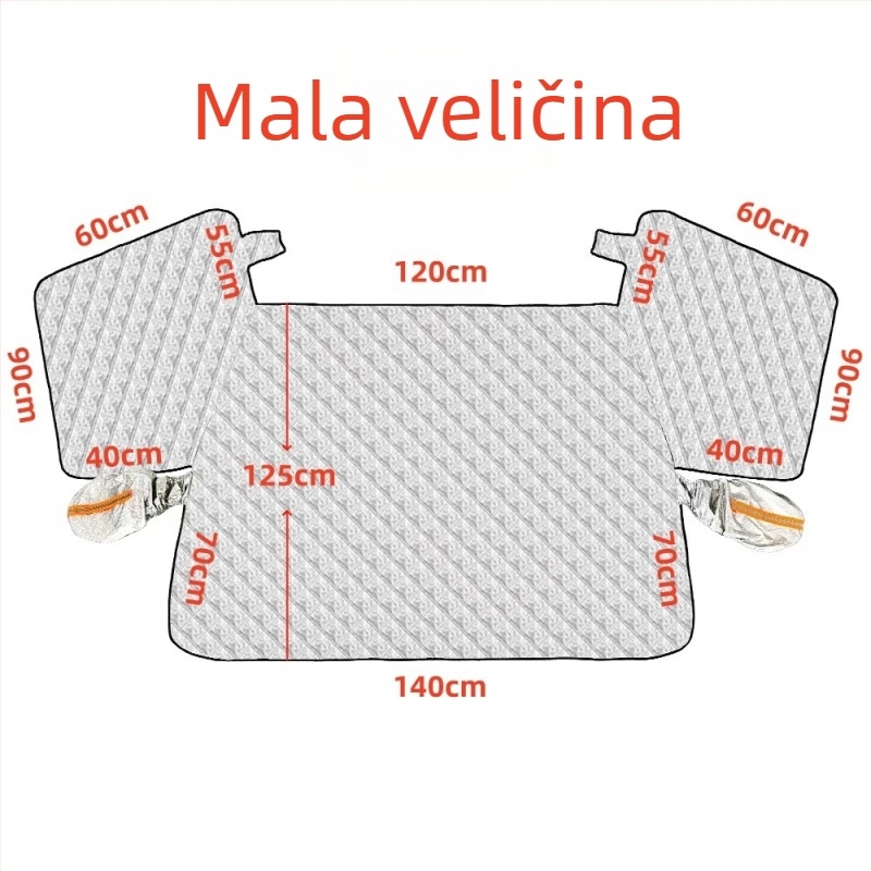 Pokrov prednjeg vjetrobranskog stakla automobila, debeli i ažurirani, aluminijska folija, otporan na vjetar, protiv smrzavanja i snijega, teleskopski način ugradnje, univerzalni fit, 700 g