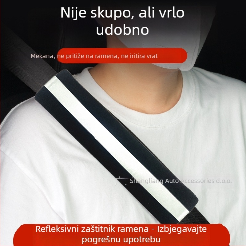 Reflektirajući zaštitnik ramena sigurnosnog pojasa automobila, poliester, 70 g, univerzalni dodatak, tiskano logo
