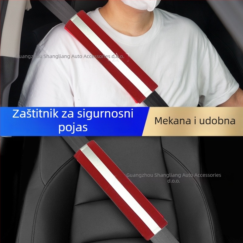 Reflektirajući zaštitnik ramena sigurnosnog pojasa automobila, poliester, 70 g, univerzalni dodatak, tiskano logo