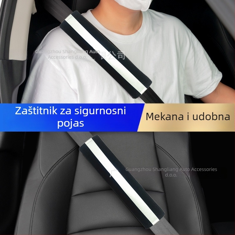 Reflektirajući zaštitnik ramena sigurnosnog pojasa automobila, poliester, 70 g, univerzalni dodatak, tiskano logo