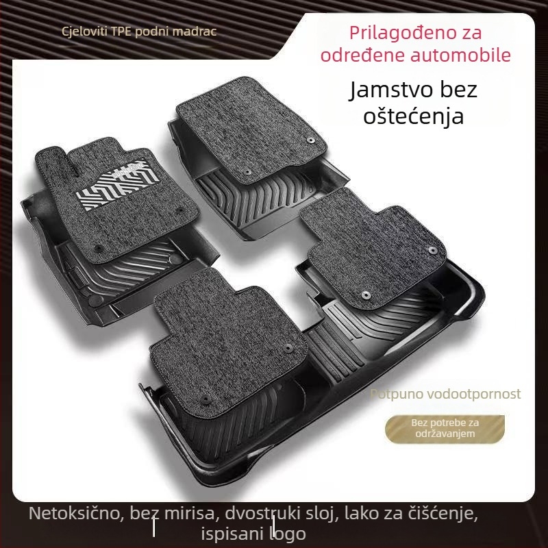 Gumene auto prostirke s mogućnošću printanja logotipa, pogodne za petosjedna vozila, s TPE gumanim nogicama