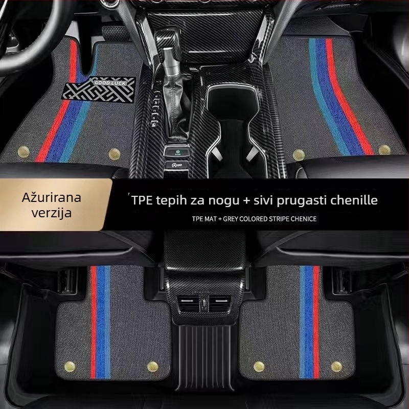 Gumene auto prostirke s mogućnošću printanja logotipa, pogodne za petosjedna vozila, s TPE gumanim nogicama