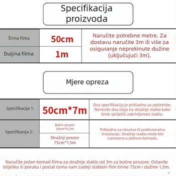 Auto film za prozore – samoljepljivi, nano keramička membrana, propusnost 70–80%, UV zaštita 90% i više, serija 1