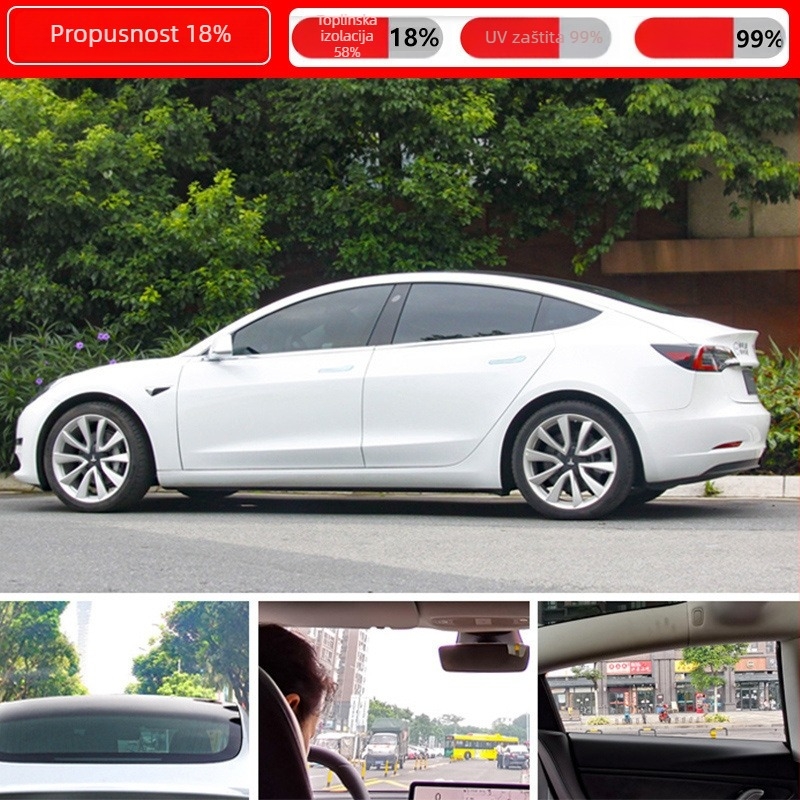 Auto film za prozore – samoljepljivi, nano keramička membrana, propusnost 70–80%, UV zaštita 90% i više, serija 1