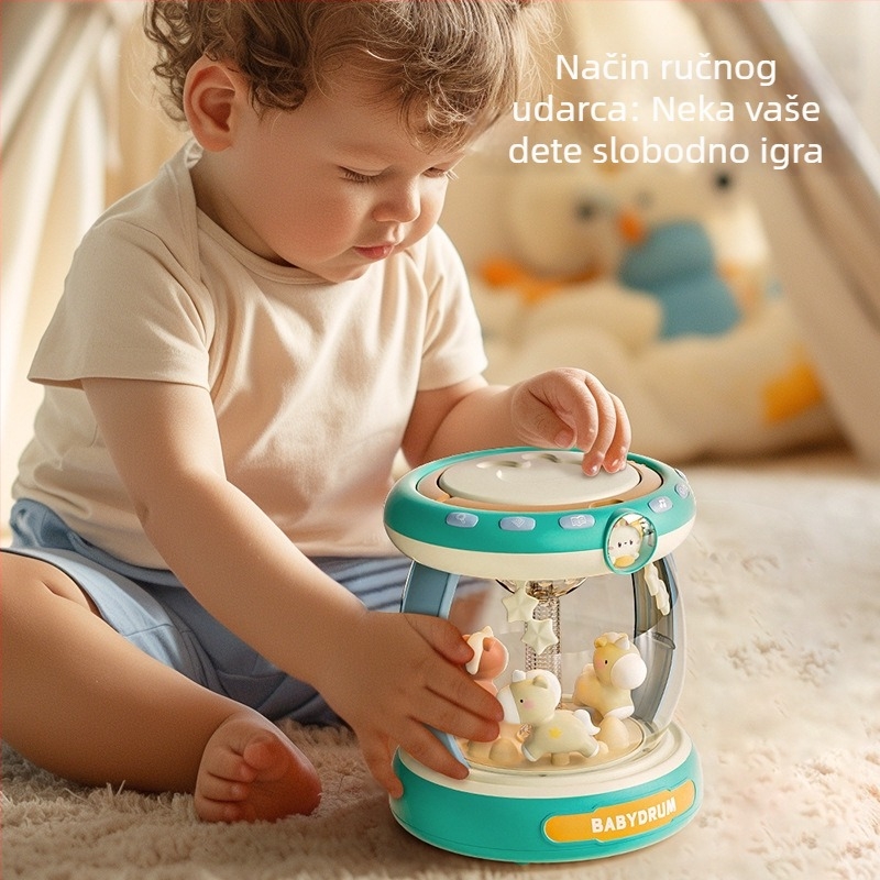 Bellucci dječja ručna bubnjica – edukativni glazbeni instrument za djecu 0–3 godine, plastična konstrukcija, 3C certifikacija