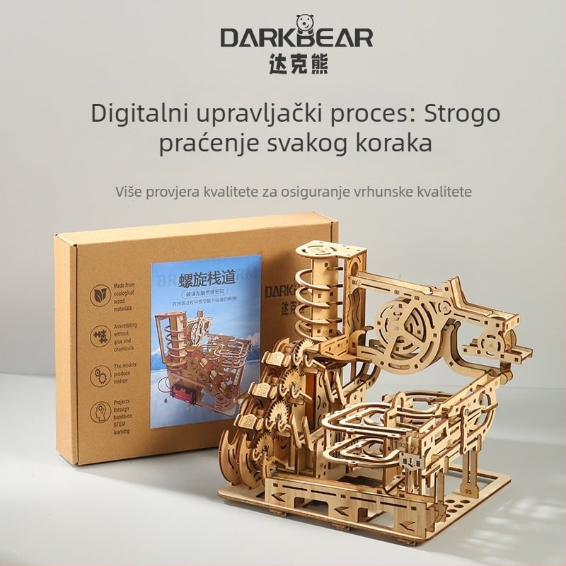 Mehanički 3D puzzle, drvena konstrukcija, DIY komplet, bijela kutija za pakiranje, za uzrast 14+