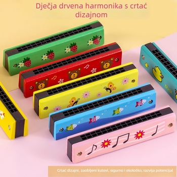 Drvena harmonika za djecu, 16 rupa, dvostruka niza, edukativni glazbeni instrument, proizvedeno u Zhejiangu, za uzrast 7–14 godina