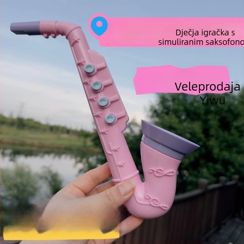 Plastična dječja puhačka glazbena igračka u stilu saksofona/recordera, za djecu 4–6 godina, razvija hvatanje i sluh.