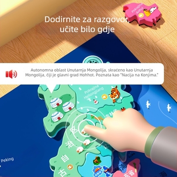 Magnetska 3D karta Kine za djecu sa zvukom, EVA materijalom, dvostrana, uzrast 4–6 godina
