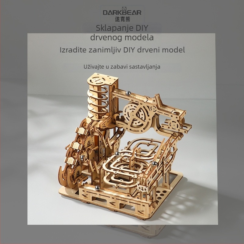 Drveni mehanički 3D puzzle DIY komplet, u bijeloj kutiji, za uzrast 7–14 godina