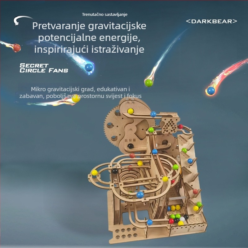 3D drveni puzzle s DIY sklapanjem, serija track-ball, srednja težina, za uzrast 14+