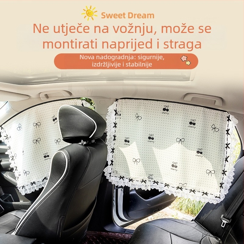 Chenille zavjesa za prozore auta s privatnošću i toplinskom izolacijom, s ugrađenom tračnicom za dječji auto