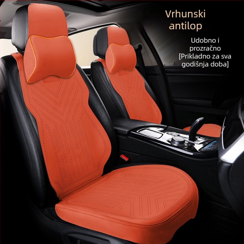 Nova velur kožna naslona za automobil, univerzalna za sve sezone, prozračna s uskim strukom, ljetna podloga i djelomična presvlaka za kompaktne automobile