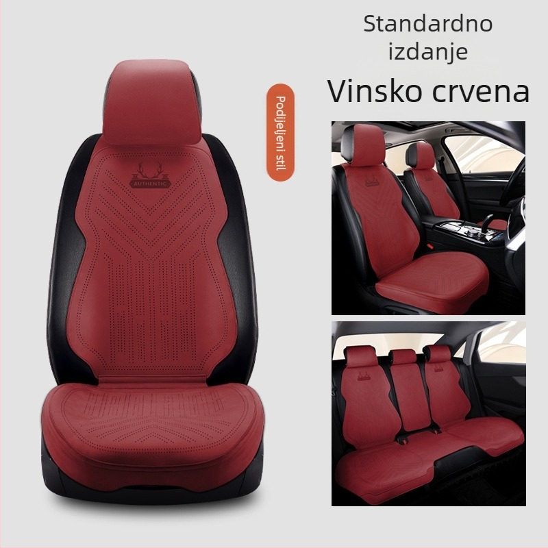 Nova velur kožna naslona za automobil, univerzalna za sve sezone, prozračna s uskim strukom, ljetna podloga i djelomična presvlaka za kompaktne automobile