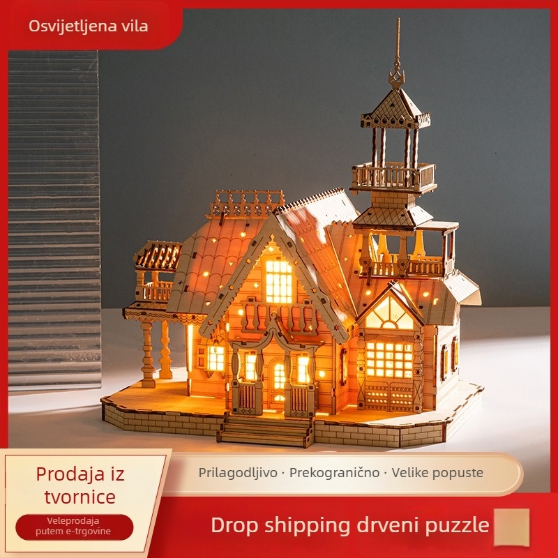 Drveni 3D puzzle s LED osvjetljenjem - DIY, prilagodljiv dizajn