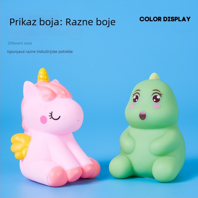 Vinilna igračka za kupanje s jednorogom za bebe, pritisni i zvuk, plivajuća vodena igračka za djecu 0–3 godine