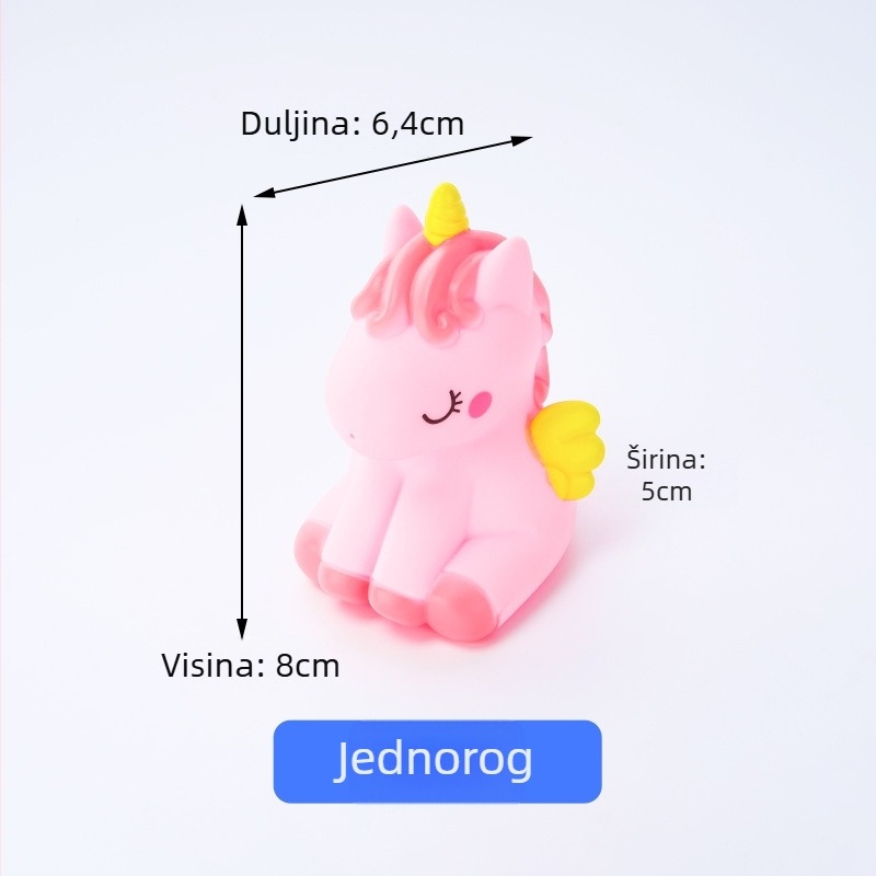 Vinilna igračka za kupanje s jednorogom za bebe, pritisni i zvuk, plivajuća vodena igračka za djecu 0–3 godine