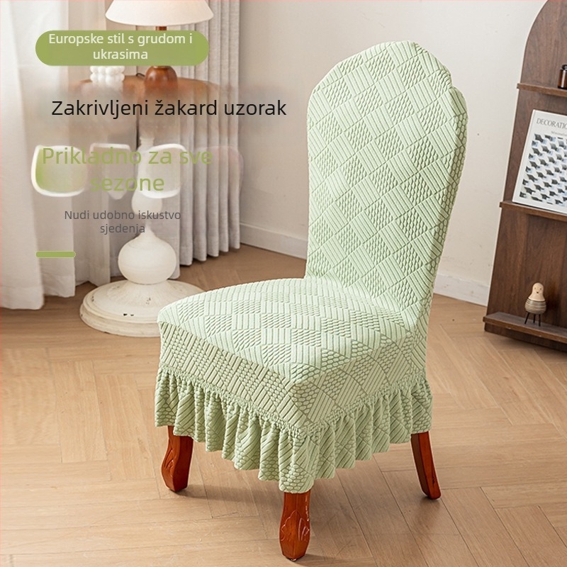 Set navlaka za stolice s arkastim univerzalnim dizajnom, elastican, poliester, karirani uzorak, kvadratni oblik, moderni minimalisticki stil, vodootporan i otporan na toplinu