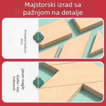 Drveni Tangram slagalica — obrazovna drvena igra za mlade (15–35), napredna težina, mogućnost prilagodbe