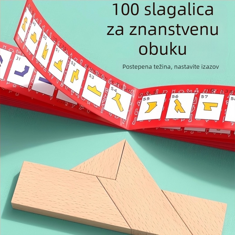 Drveni Tangram slagalica — obrazovna drvena igra za mlade (15–35), napredna težina, mogućnost prilagodbe