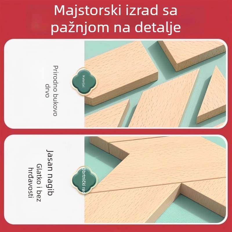 Drveni Tangram slagalica — obrazovna drvena igra za mlade (15–35), napredna težina, mogućnost prilagodbe