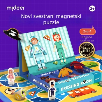 MiDeer edukativna magnetska slagalica ploča za djecu od 4 do 6 godina, geometrijski dizajn i promjena lica