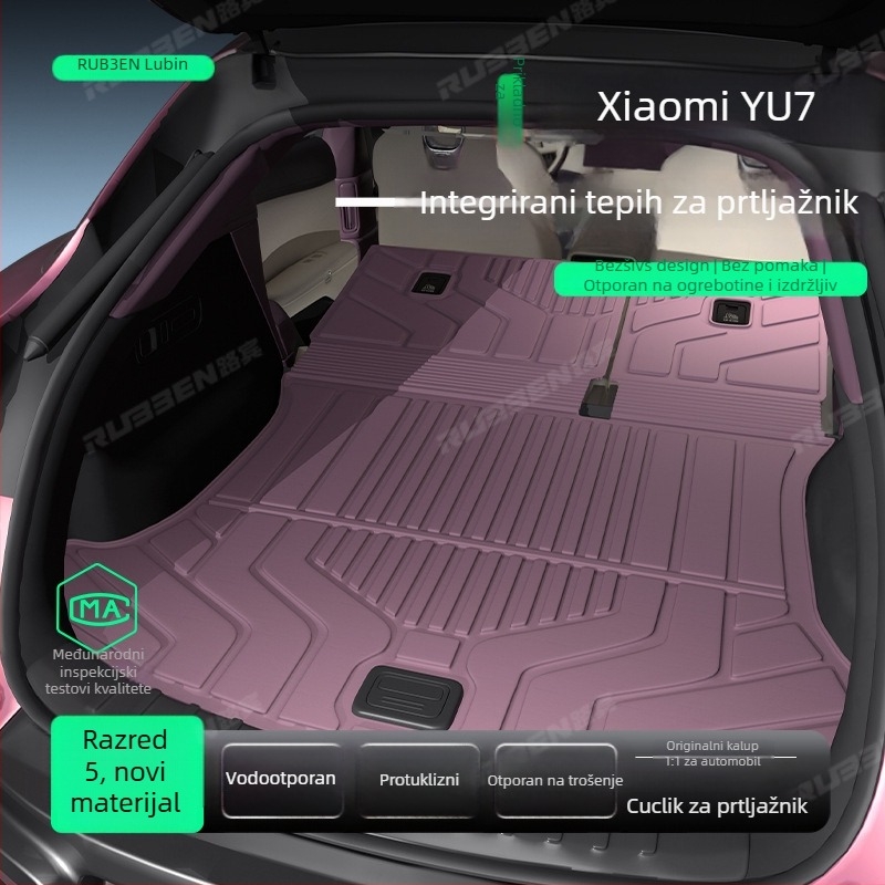 TPE tepih za stražnji dio prtljažnika za Xiaomi YU7 – specifičan za vozilo, poluzatvorenog stila, konfiguracija za pet mjesta, prilagođena obrada
