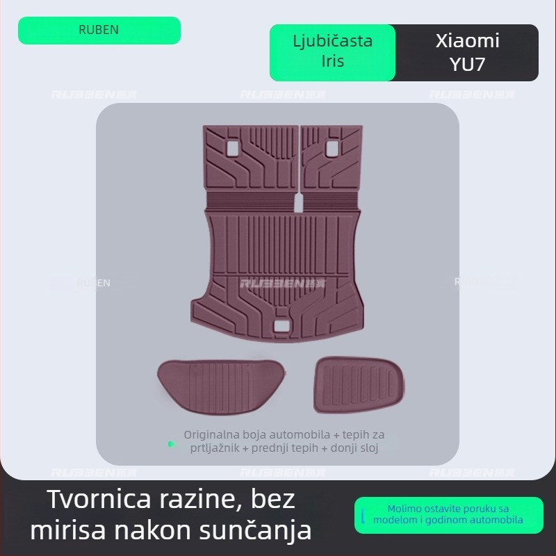 TPE tepih za stražnji dio prtljažnika za Xiaomi YU7 – specifičan za vozilo, poluzatvorenog stila, konfiguracija za pet mjesta, prilagođena obrada