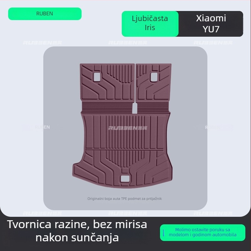 TPE tepih za stražnji dio prtljažnika za Xiaomi YU7 – specifičan za vozilo, poluzatvorenog stila, konfiguracija za pet mjesta, prilagođena obrada