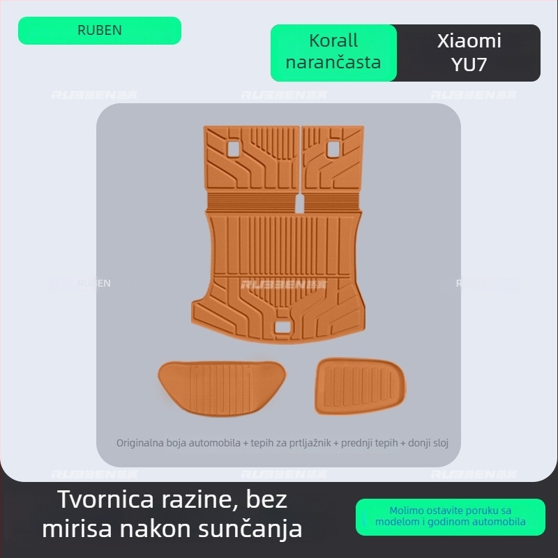TPE tepih za stražnji dio prtljažnika za Xiaomi YU7 – specifičan za vozilo, poluzatvorenog stila, konfiguracija za pet mjesta, prilagođena obrada