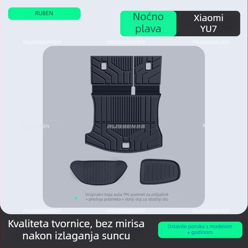 TPE tepih za stražnji dio prtljažnika za Xiaomi YU7 – specifičan za vozilo, poluzatvorenog stila, konfiguracija za pet mjesta, prilagođena obrada