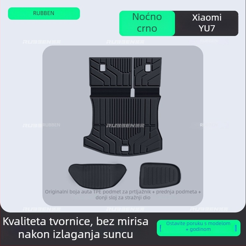 TPE tepih za stražnji dio prtljažnika za Xiaomi YU7 – specifičan za vozilo, poluzatvorenog stila, konfiguracija za pet mjesta, prilagođena obrada