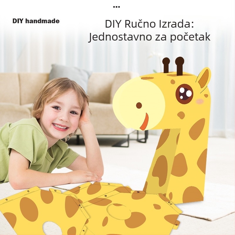 Trodimenzionalni papirnati model žirafe za nošenje – DIY komplet za djecu 4–6 godina, unisex