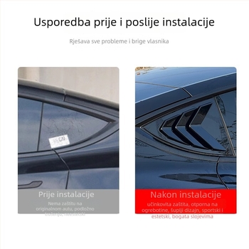 Auto naljepnica za Tesla Model 3/Y — karbonska vlakna za stražnje trokutasto staklo, dekorativna naljepnica, ugradnja usisnim čašicama, uzorak teksta