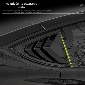 Auto naljepnica za Tesla Model 3/Y — karbonska vlakna za stražnje trokutasto staklo, dekorativna naljepnica, ugradnja usisnim čašicama, uzorak teksta