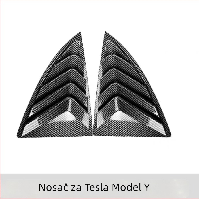 Auto naljepnica za Tesla Model 3/Y — karbonska vlakna za stražnje trokutasto staklo, dekorativna naljepnica, ugradnja usisnim čašicama, uzorak teksta