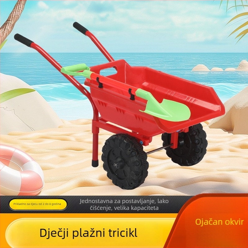 Dječja pijesak kolica s lopaticom, ručno gurane kolice s istovarom (jedan/dva kotača) - plastika; transport; kolica; za djecu 4–6 godina; igračke za pijesak