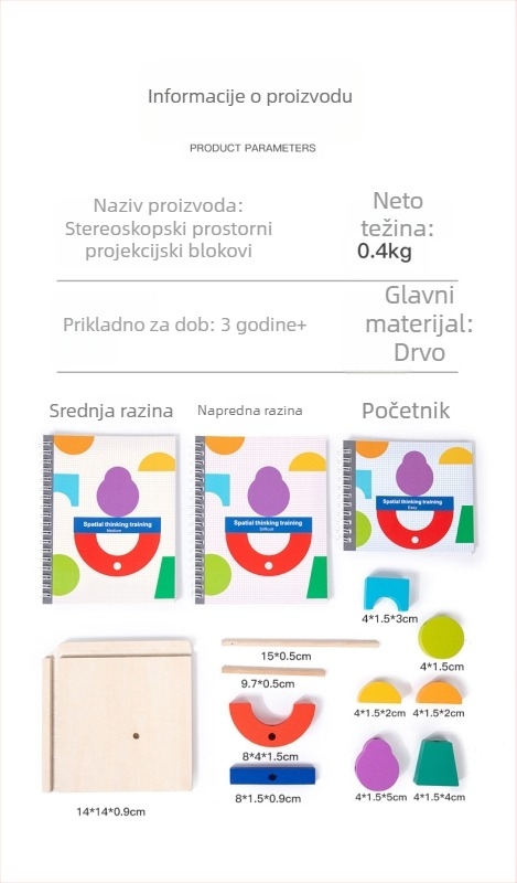 Drveni 3D puzzle blokovi za rano učenje s podudaranjem sjena, OEM prilagodba logotipa