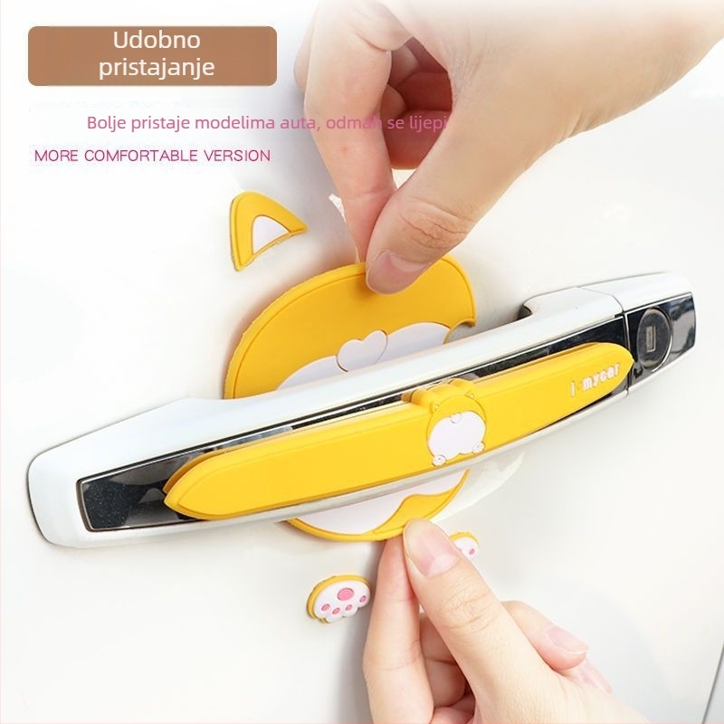 Slatka zaštitna naljepnica za kvaku vrata automobila (crtani dizajn, PVC, univerzalna prilagodba)