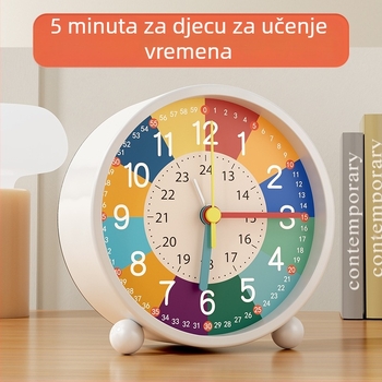 Dječji obrazovni budilnik s alarmom, baterijsko napajanje, metalno kućište, brojčanik od kaljenog stakla, univerzalni stil
