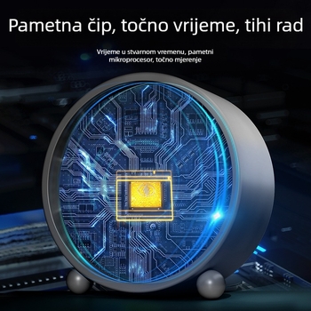 Dječji obrazovni budilnik s alarmom, baterijsko napajanje, metalno kućište, brojčanik od kaljenog stakla, univerzalni stil