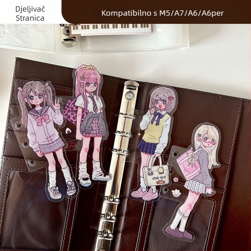 Mini indeksni razdjelnik stranica za 3- ili 5- rupa, Wowka wowka, dvostrani papir za bilješke unutarnja stranica, 4 listova u pakiranju