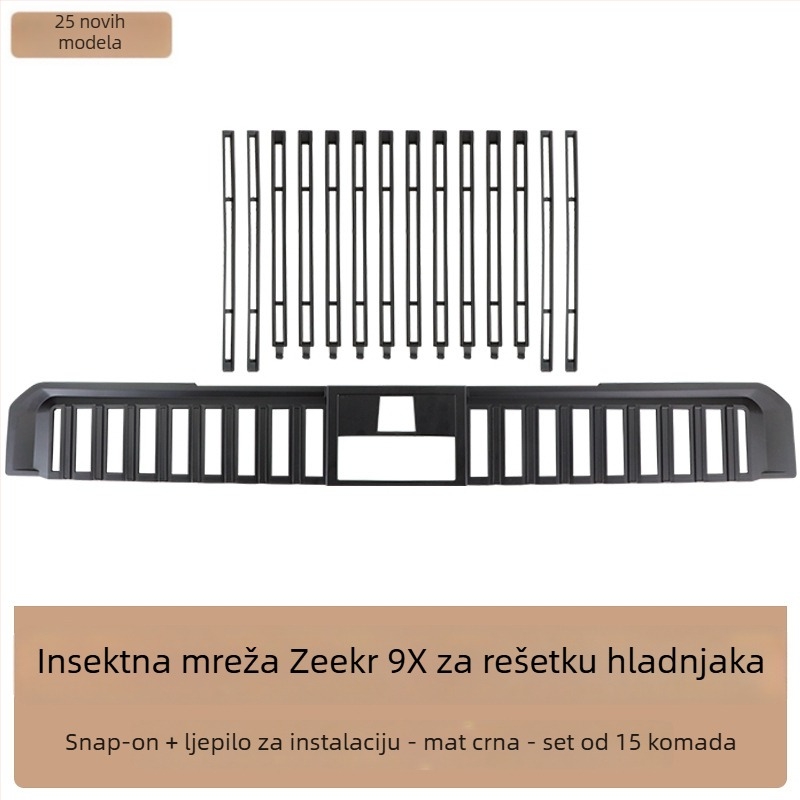 Zaštitni poklop protiv insekata za prednju rešetku i vodeni tank Zeekr 9X, klipsno ugradnja – ABS, otvor 2 mm, vijek trajanja 3–5 godina