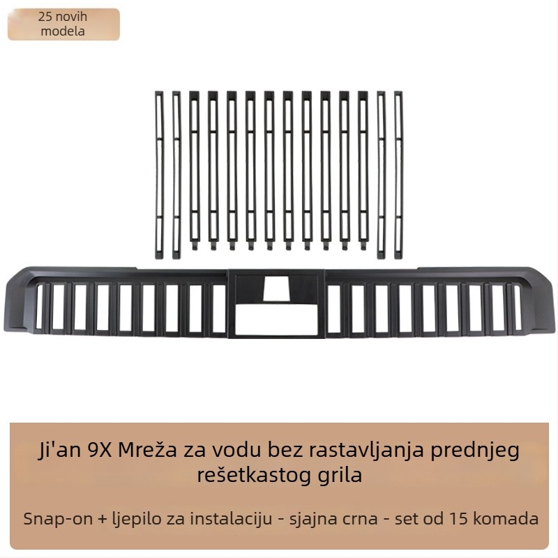 Zaštitni poklop protiv insekata za prednju rešetku i vodeni tank Zeekr 9X, klipsno ugradnja – ABS, otvor 2 mm, vijek trajanja 3–5 godina