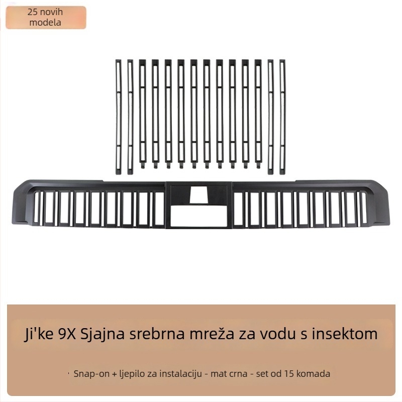 Zaštitni poklop protiv insekata za prednju rešetku i vodeni tank Zeekr 9X, klipsno ugradnja – ABS, otvor 2 mm, vijek trajanja 3–5 godina