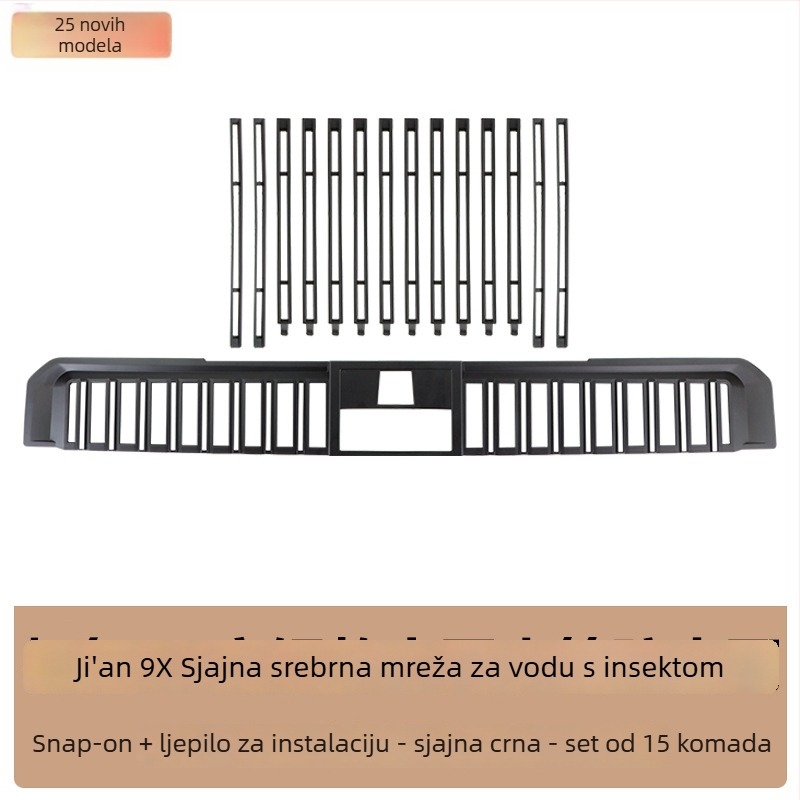 Zaštitni poklop protiv insekata za prednju rešetku i vodeni tank Zeekr 9X, klipsno ugradnja – ABS, otvor 2 mm, vijek trajanja 3–5 godina