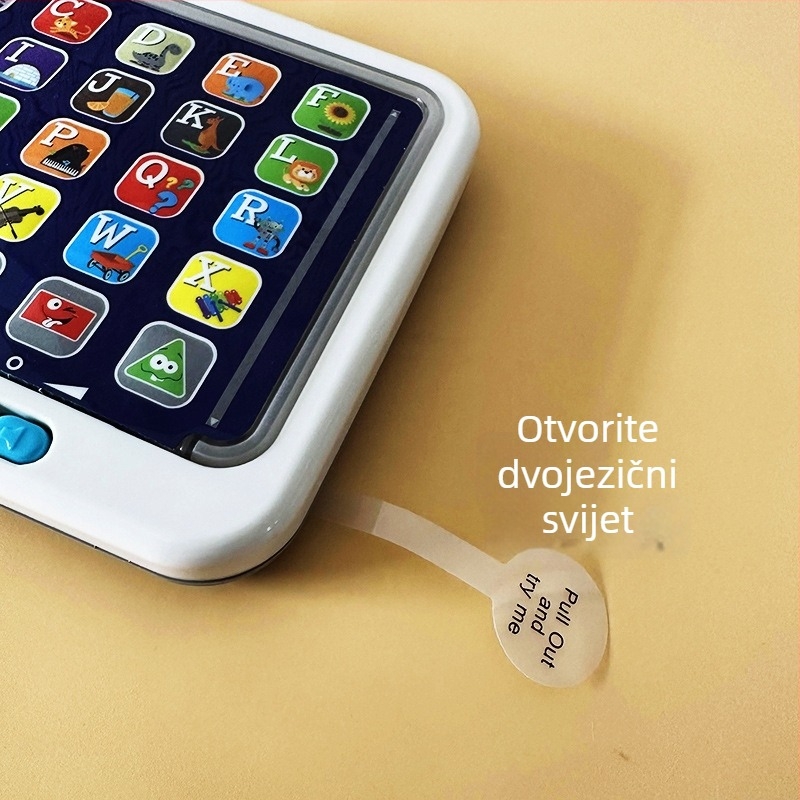 Dječji edukativni tablet za čitanje i slušanje, dvojezični, električna igračka s bljeskom svjetla i osjetom dodira, plastično kućište, model E48565, za uzrast 4–6 godina