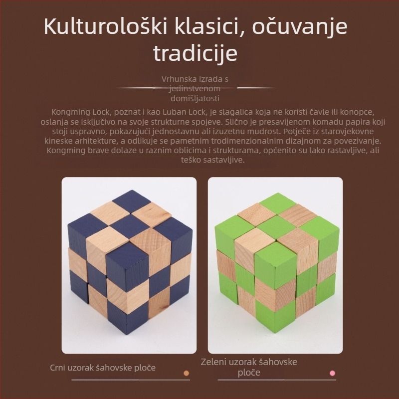 Drveni Kongming/Luban zagon puzzle — Okret drakove repi, Devet povezanih prstena, Mortise i Tenon, Visoka složenost