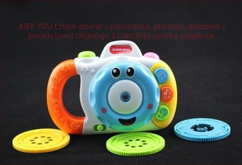 Obrazovno igračka s projekcijom svjetla, mogućnostima pričanja priče s kamerom i glazbom za djecu; baterijsko napajanje, plastično kućište