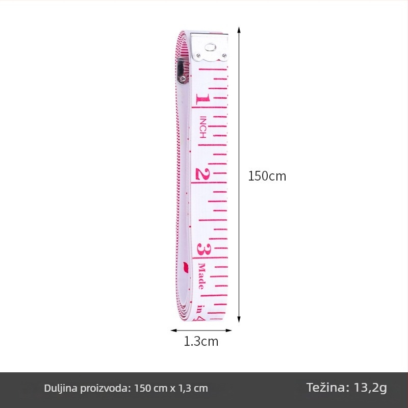 PU mjeračka traka, mekana mjeračka traka, model Inch measuring tape (kutija), pakiranje 10 kom, raspon mjerenja 150, za mjerenje tijela